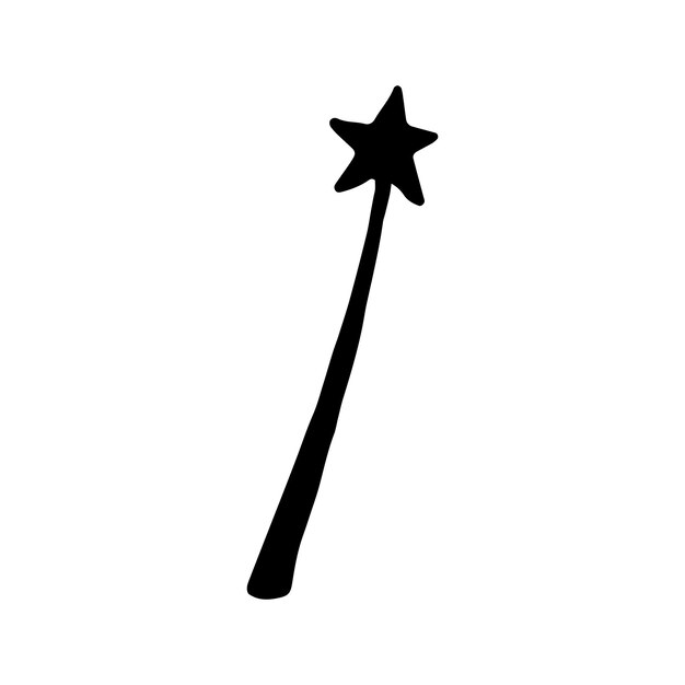 Doodle elementos vectoriales sobre varita mágica Ilustración dibujada a mano con símbolos esotéricos Aislado sobre fondo blanco