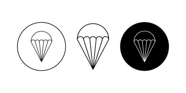 Doodle embalaje con paracaídas Conjunto de paracaídas con icono de vector de caja médica