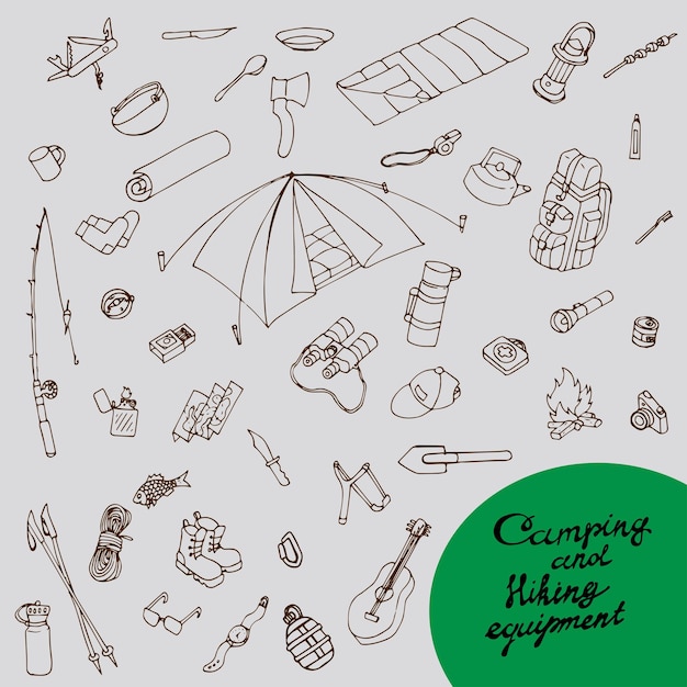Doodle de equipo de campamento