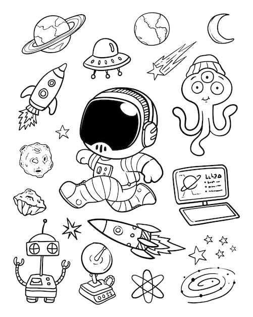 doodle de espacio de ilustración