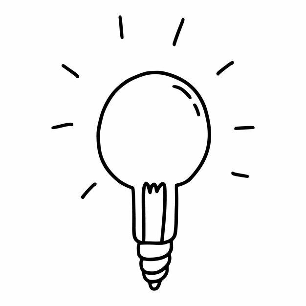 Doodle estilo bombilla Idea Línea icono Elemento decorativo