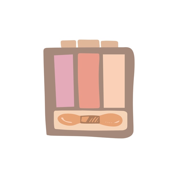 Doodle y estilo plano sombra de ojos paleta belleza elemento cosmético cuidado personal Ilustración