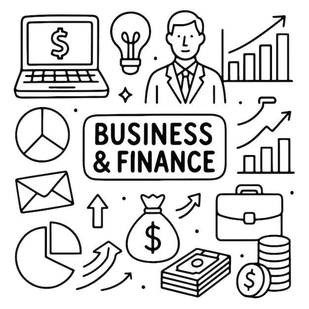 El Doodle de Finanzas Empresariales Ilustración del Vector Económico