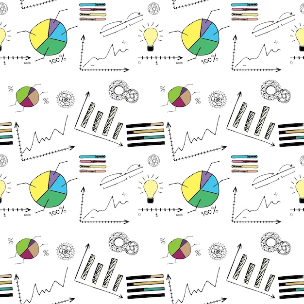 Doodle finanzas de patrones sin fisuras sobre fondo blanco ilustración vectorial de stock