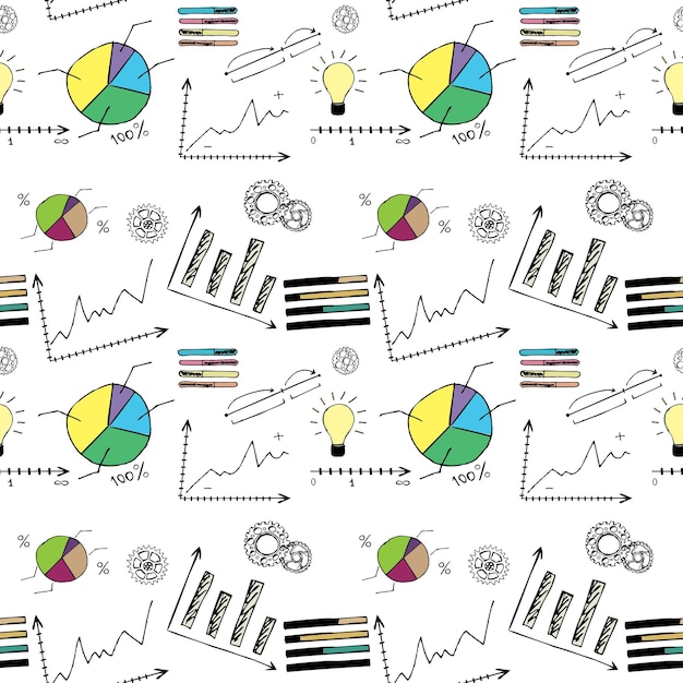 Doodle finanzas de patrones sin fisuras sobre fondo blanco ilustración vectorial de stock