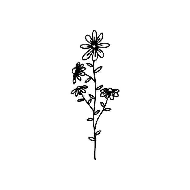 Doodle flor tatuaje contorno bocetos florales vector dibujado a mano colección de flores vintage