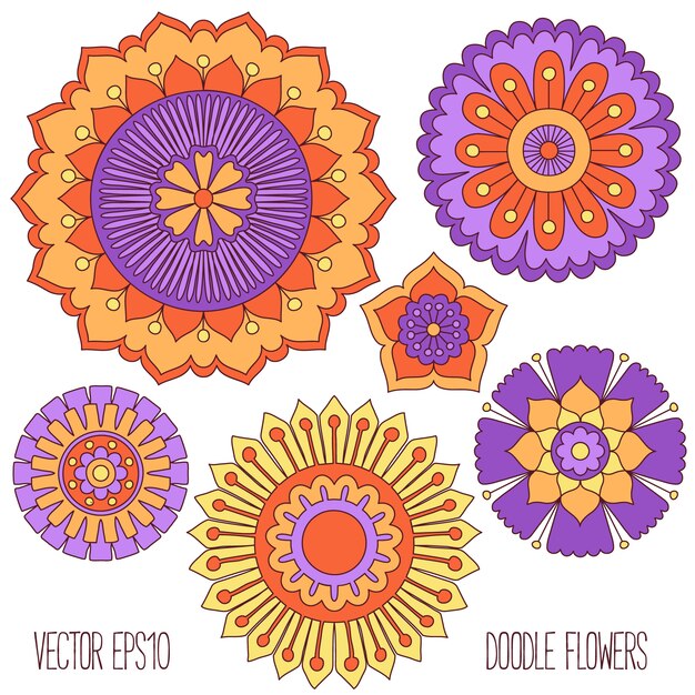 Doodle flores conjunto