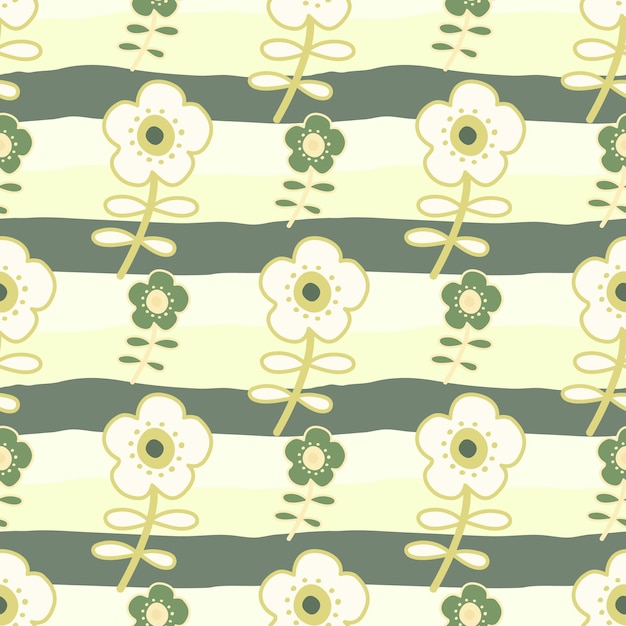 Doodle flores estilizadas de patrones sin fisuras fondo de pantalla botánico ingenuo decorativo fondo de flor linda