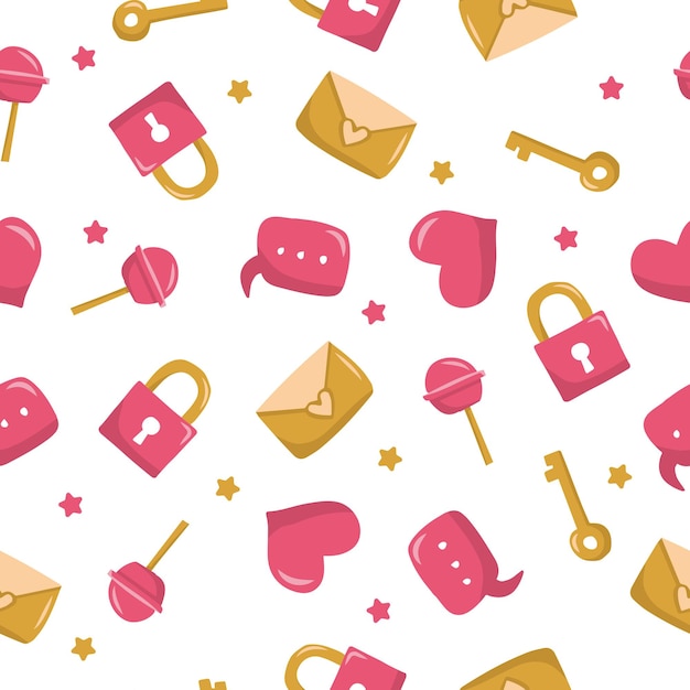 Doodle de fondo transparente de San Valentín, romántico con amor, dulces, llave y otros vectores