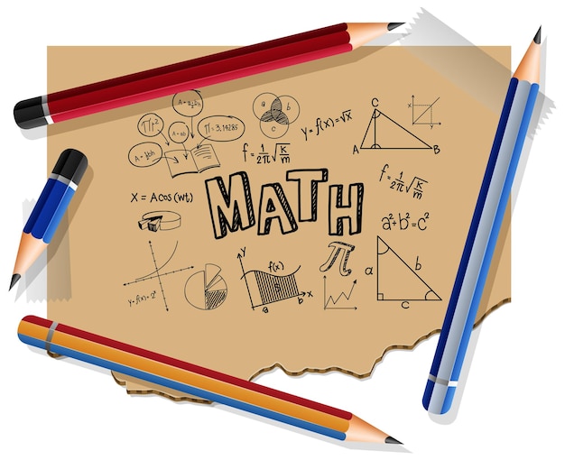 Doodle fórmula matemática con fuente matemáticas en la página del cuaderno