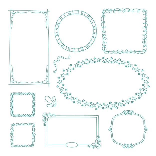 Doodle frame pack estilo dibujado a mano