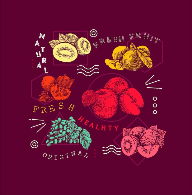 Doodle de frutas estilo dibujado a mano