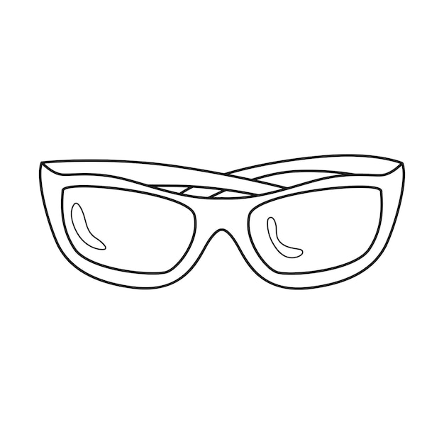 Doodle Gafas de sol con marcos amarillos Accesorio personal de verano Gafas de sol plegadas Equipo para viajes de turismo de senderismo Ilustración vectorial en blanco y negro aislada en un fondo blanco