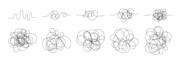 Doodle garabato caos enredado camino líneas