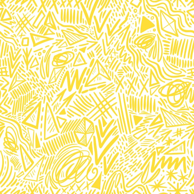 Doodle geométrico dibujado a mano de patrones sin fisuras Elementos decorativos aleatorios Ilustración vectorial