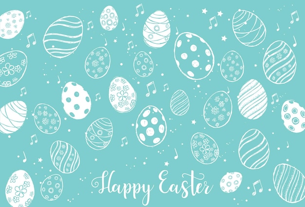 Doodle huevos decorativos y elementos para Pascua.