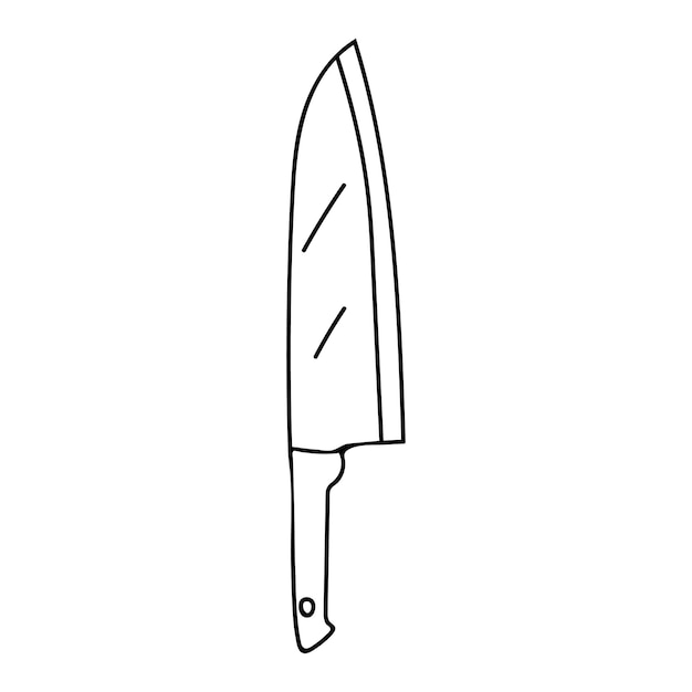 Doodle icono de cuchillo de cocina en vector. Icono de cuchillo de mesa dibujado a mano en vector