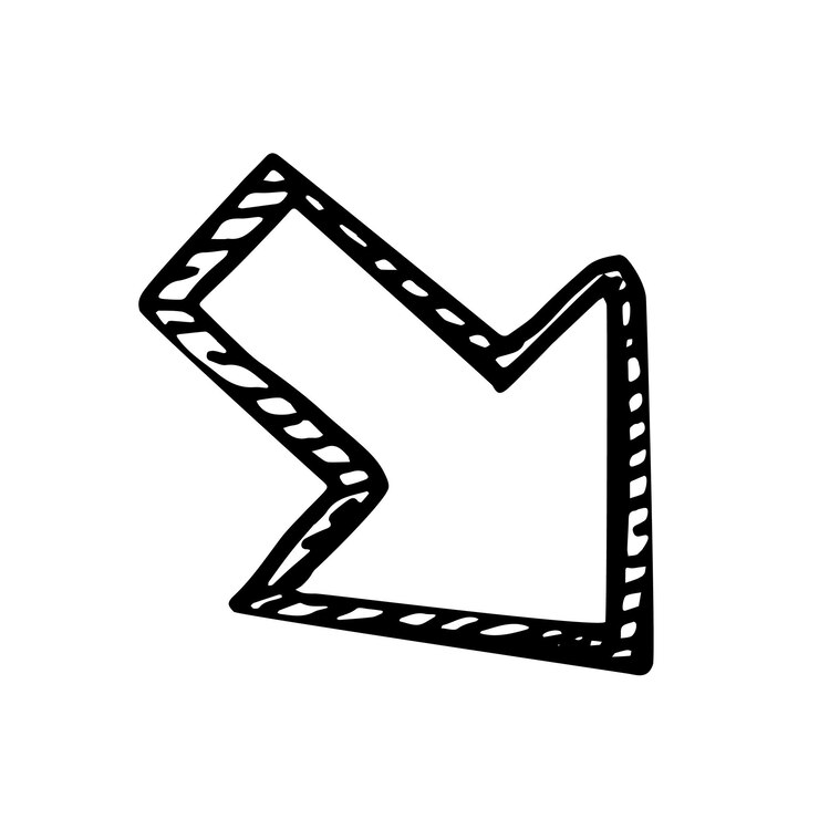 Vector doodle icono de flecha negra sobre fondo blanco icono de flecha de estilo plano para el diseño de su sitio web aplicación de logotipo flecha de interfaz de usuario indica el símbolo de dirección signo de flecha curva