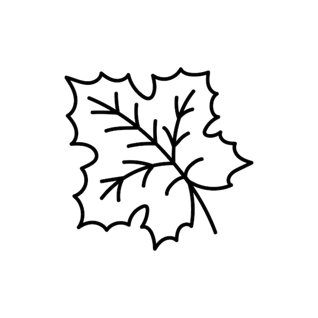 Doodle-el icono de la hoja de arce. Imagen de contorno de las hojas caídas de un árbol. Dibujo negro simple de plantas para pegatinas, decoración, postales, insignias, libros para colorear, logotipos. Imágenes Prediseñadas de vector de plantas