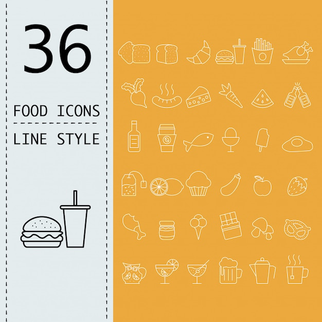Doodle iconos de comida