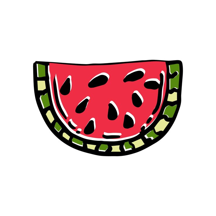 Vector doodle ilustración de rebanada de sandía concepto de estilo de vida saludable y frutas maduras