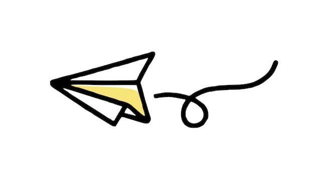 Doodle de imágenes prediseñadas de avión de papel ilustración vectorial en estilo de línea