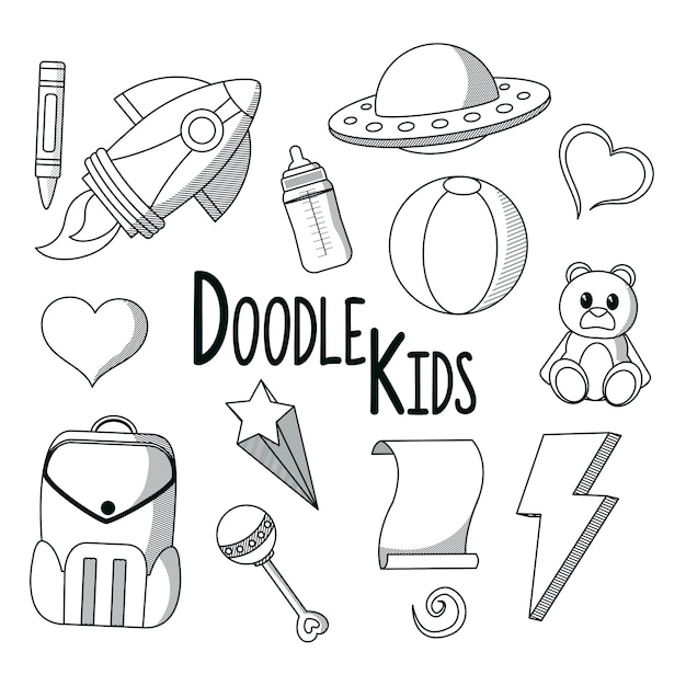 Vector doodle juguetes para niños