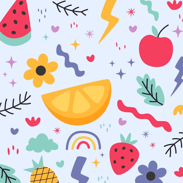 Vector doodle lindo arte fruta fondo