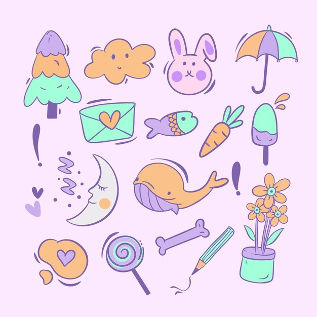Doodle lindo Colección de pegatinas