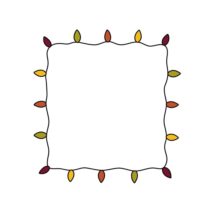 Vector doodle lindo marco cuadrado. guirnalda decorativa festiva. elemento acogedor de vector para la decoración