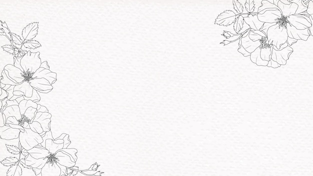 Doodle line art rosa ramo de flores sobre fondo de papel