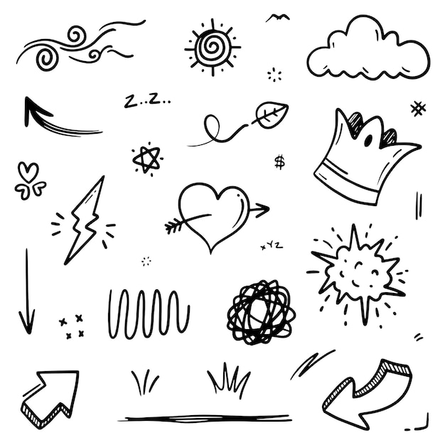 Doodle de línea delgada abstracta dibujado a mano en ilustración vectorial