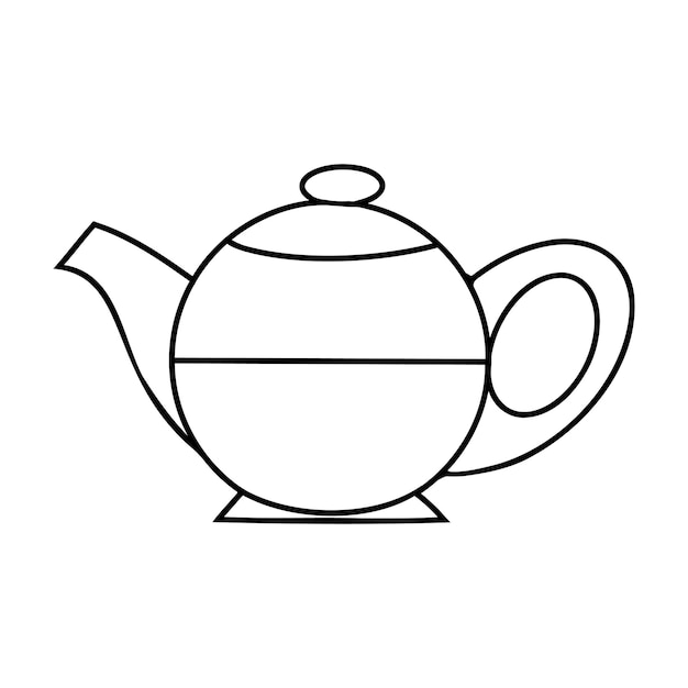 Doodle lineal de utensilios de cocina, icono dibujado del boceto de Kettle Pot