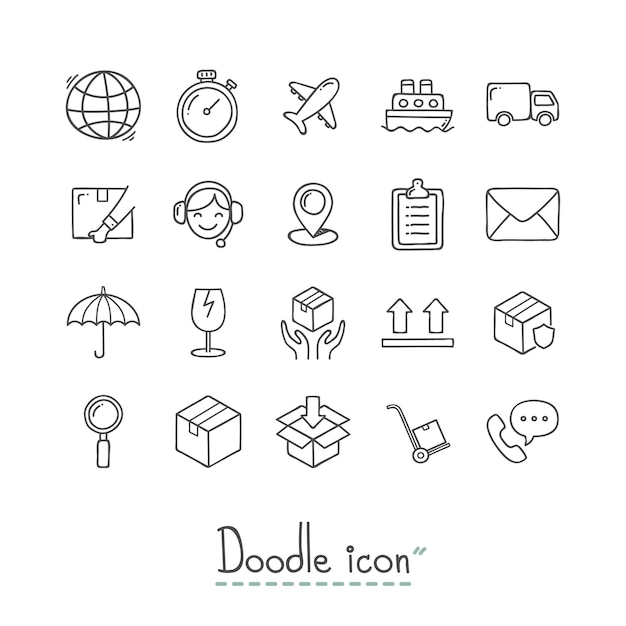 Doodle logistics icons