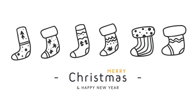 Doodle merry christmas conjunto de calcetines con diseño de patrón diferente