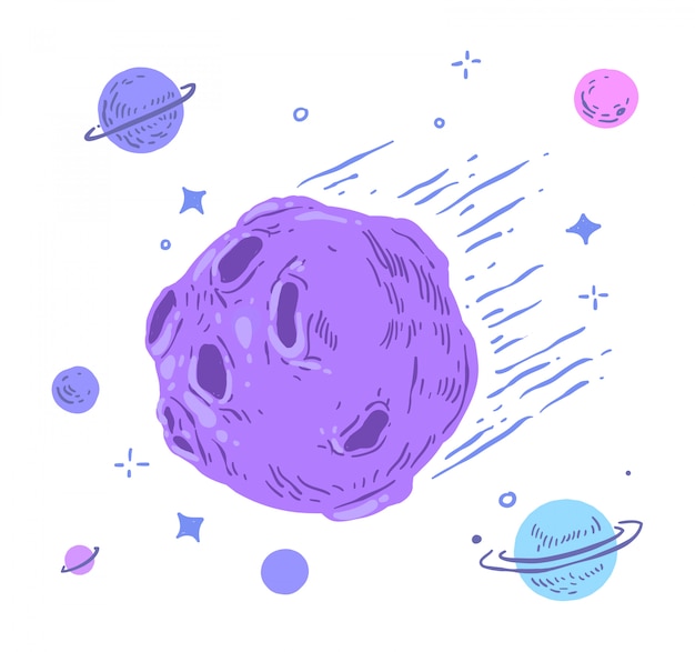 doodle de meteorito