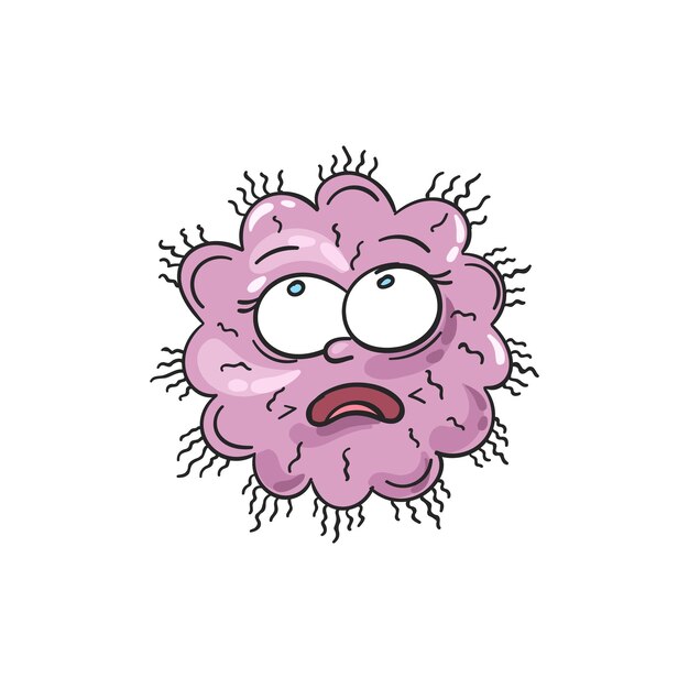 Doodle de microbio Bosquejo de virus Bacteria Célula Germen Alergia Enfermedad Parásito Organismo unicelular Microbio de dibujos animados lindo Infección Microorganismo divertido Alien