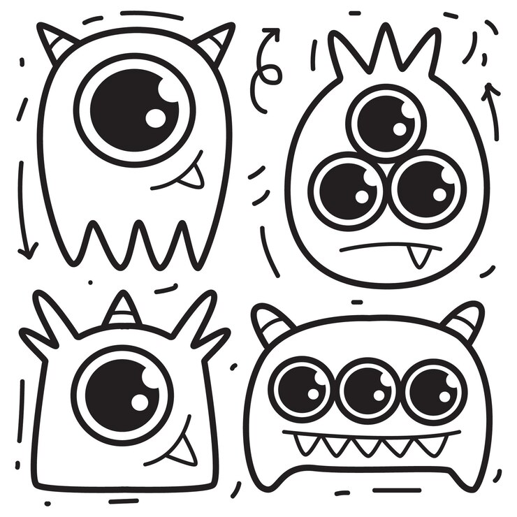 Doodle de monstruo de dibujos animados dibujados a mano