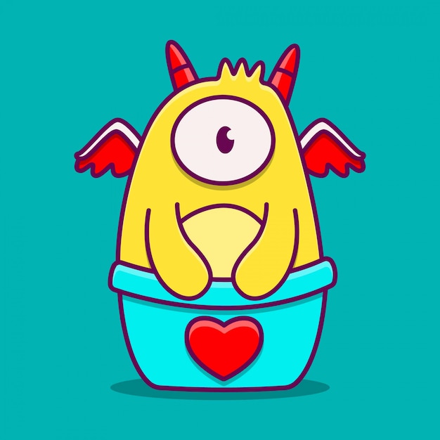 Doodle de monstruo kawaii