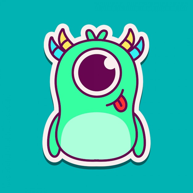 Doodle de monstruo kawaii