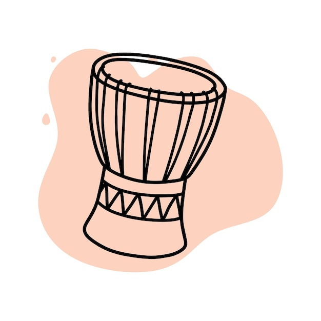 Vector doodle de música djembe tradicional. icono de djembe africano dibujado a mano.