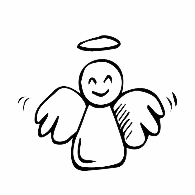 doodle de navidad ángel dibujado a mano ilustración vectorial simple