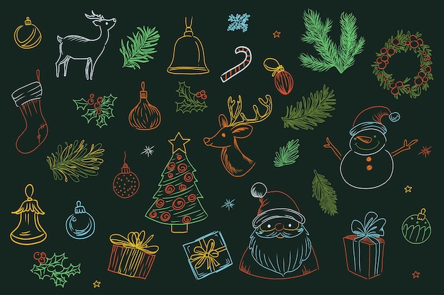 El doodle de Navidad dibujado a mano