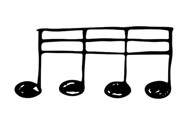 Vector doodle de nota musical símbolo musical dibujado a mano elemento único para el logotipo de decoración de diseño web impreso