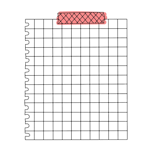 Doodle nota de nota dibujada a mano o ilustración de vector de recordatorio Hoja de papel cuadrada simple