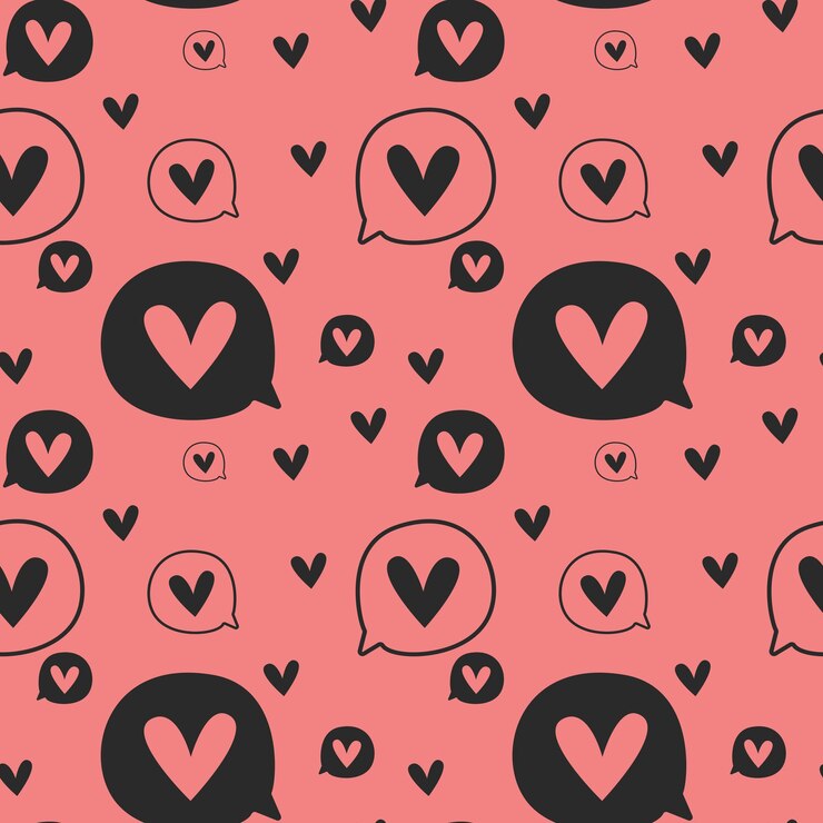 Doodle nubes corazones patrón de amor dibujado a mano