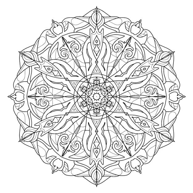 Doodle patrón circular en forma de mandala para colorear libro tarjeta de felicitación impresión de la caja del teléfono