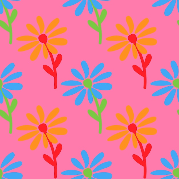 Doodle patrón sin costuras de manzanilla estampado ditsy dibujado a mano adorno floral abstracto telón de fondo botánico simple