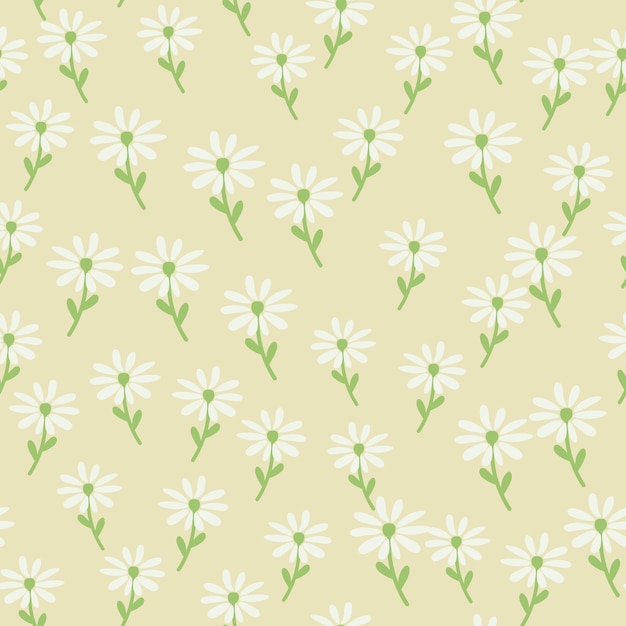 Doodle patrón sin costuras de manzanilla Estampado ditsy dibujado a mano Adorno floral abstracto Telón de fondo botánico simple