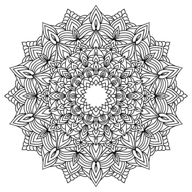 Doodle patrón de mandala de encaje monocromo